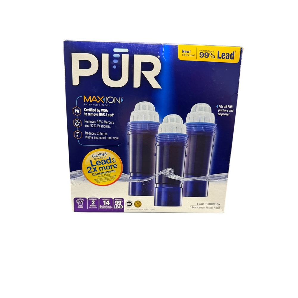 PUR Water Filter Unisex 3 Pack Blue Maxion Pitcher Replacement Filters PPF951K3